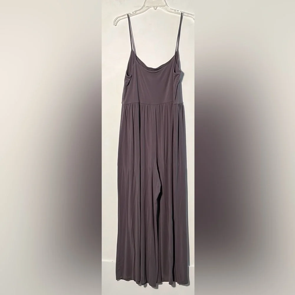 ARITZIA WILFRED Market Jumpsuit Grey Crop Wide-Leg Straight Neck Jersey Knit XL - Picture 4 of 16